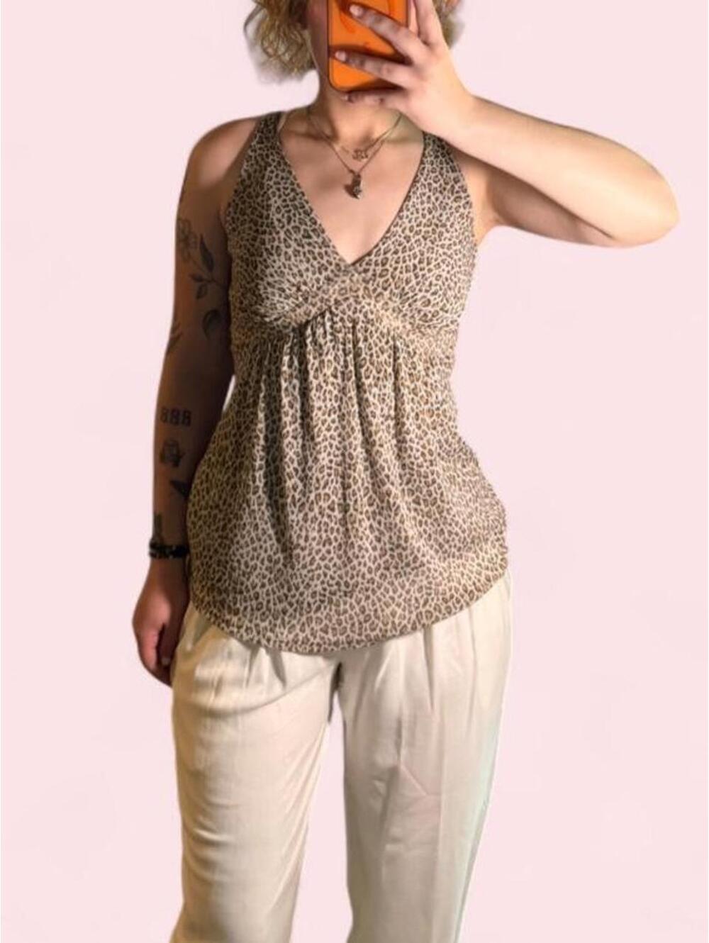 VINTAGE New York & Company Leopard Print Peplum Top 🐆🤎